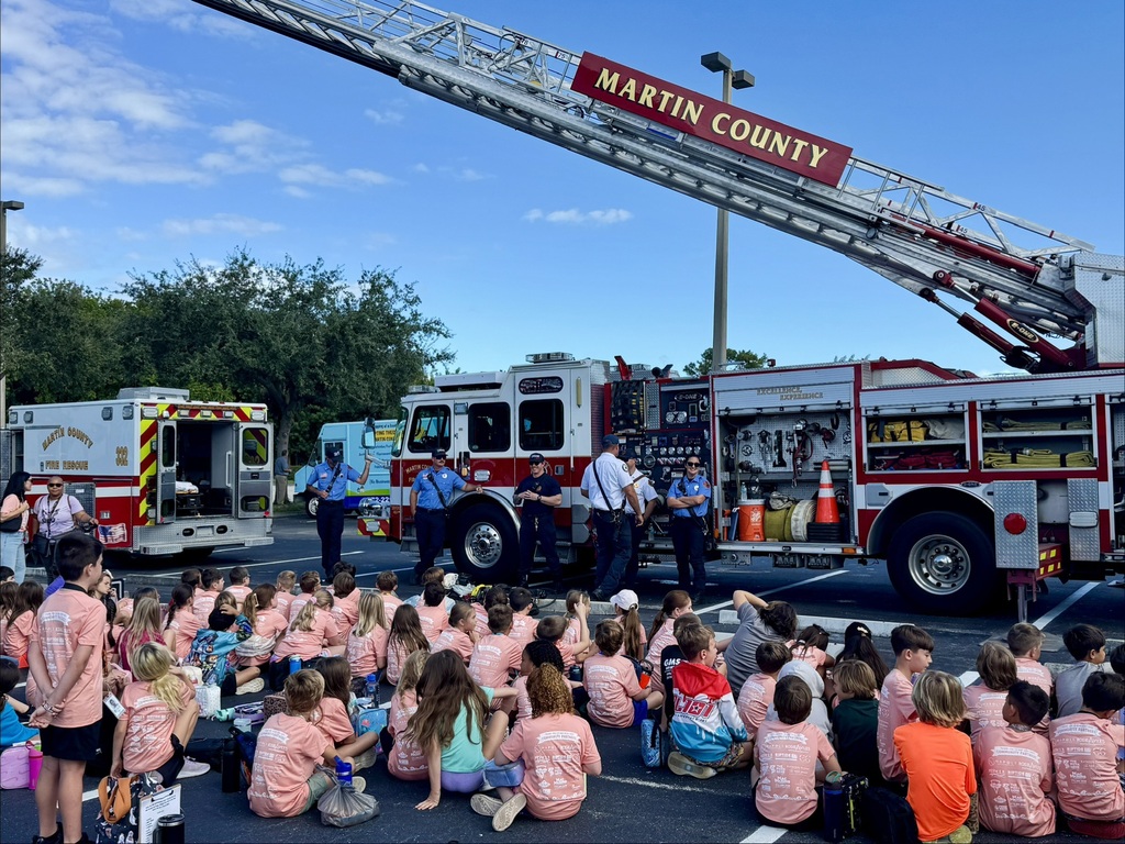 BCE third grade students learning from Martin County Fire Rescue firefighters