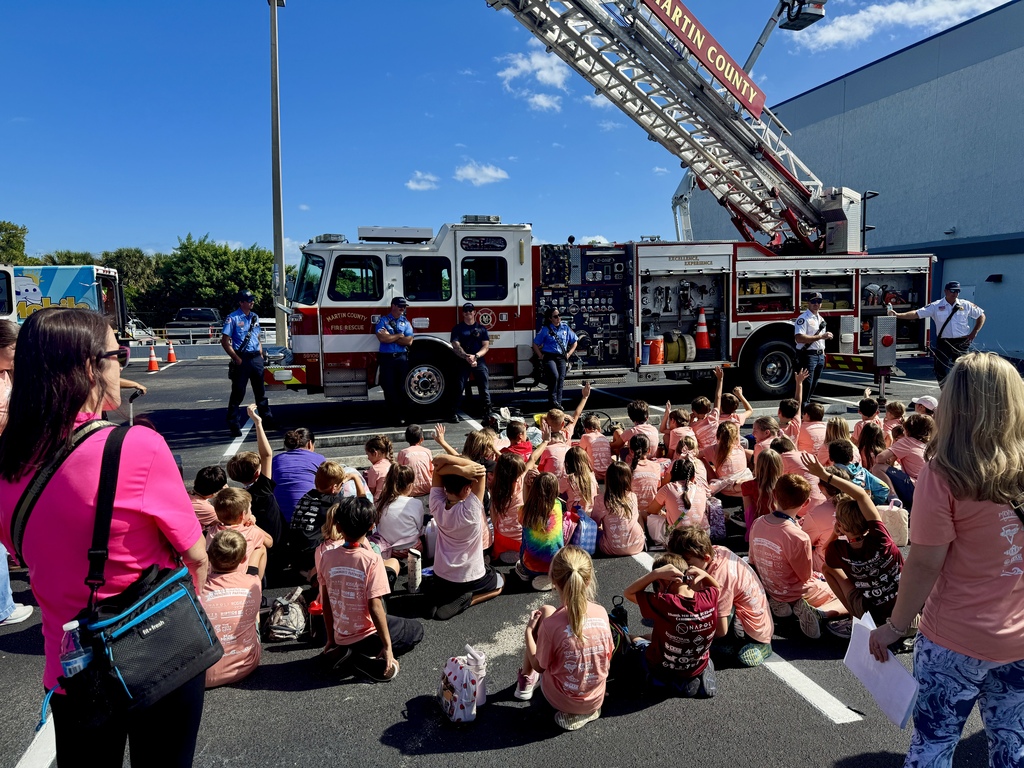 BCE third grade students learning from Martin County Fire Rescue firefighters