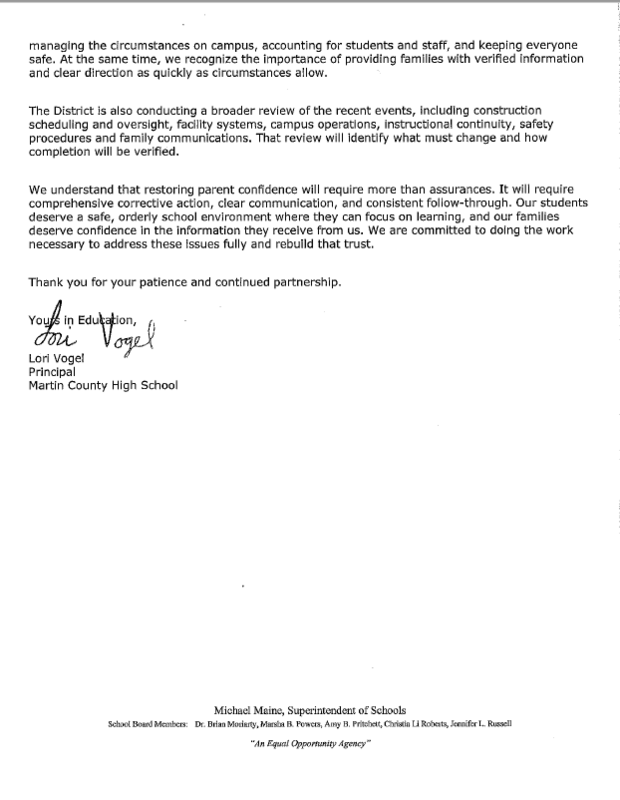 September 17, 2026 MCHS Principal Lori Vogel Message