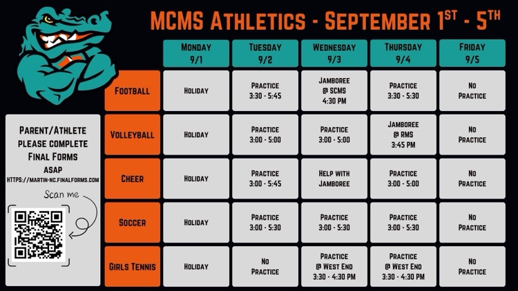 Please check out this week’s athletic schedules!