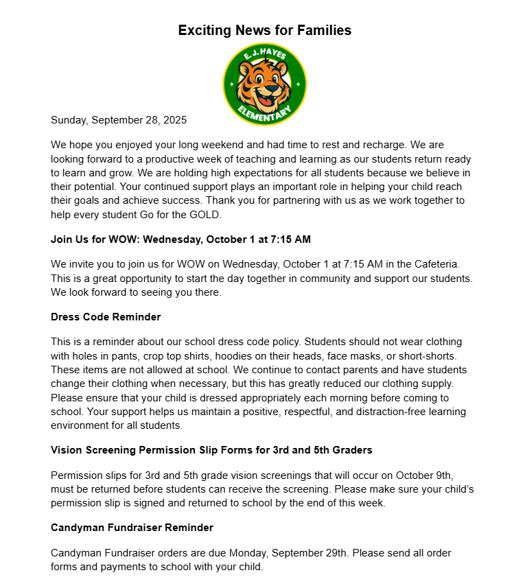 EJ Hayes Message 9.28.25 Pg. 1