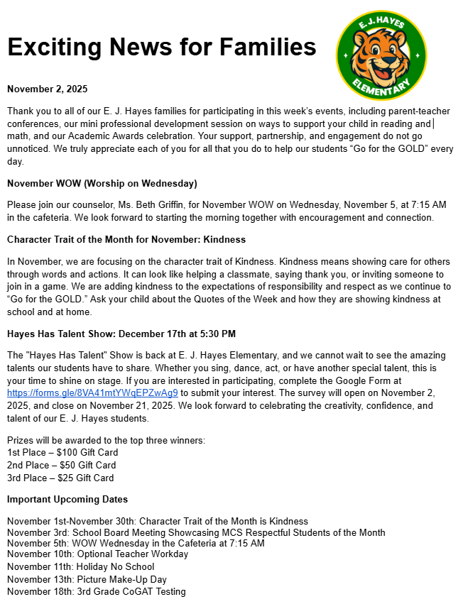 Exciting News for Families 11022025