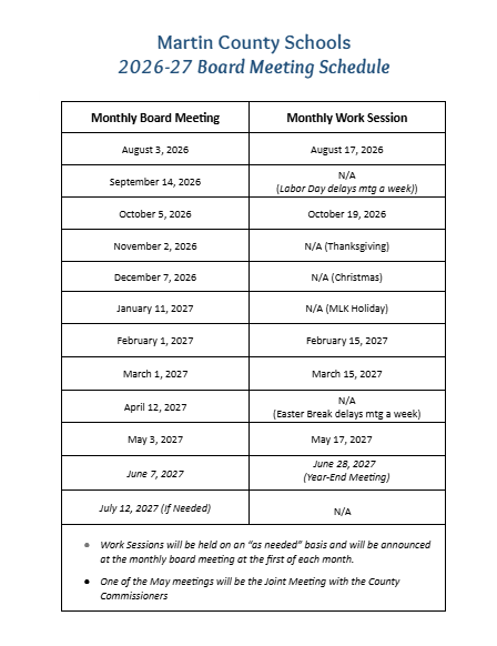 Board Meeting Schedule