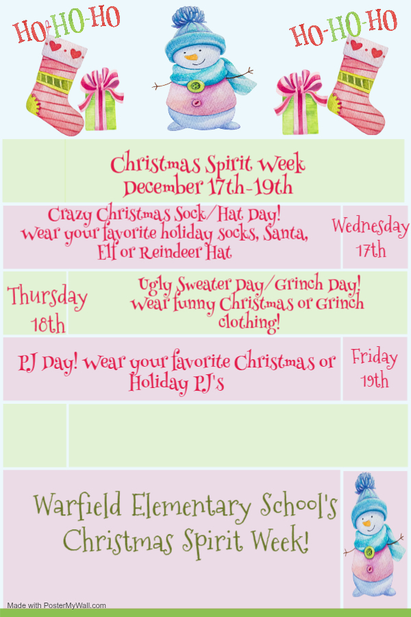 Christmas Spirit Week flyer
