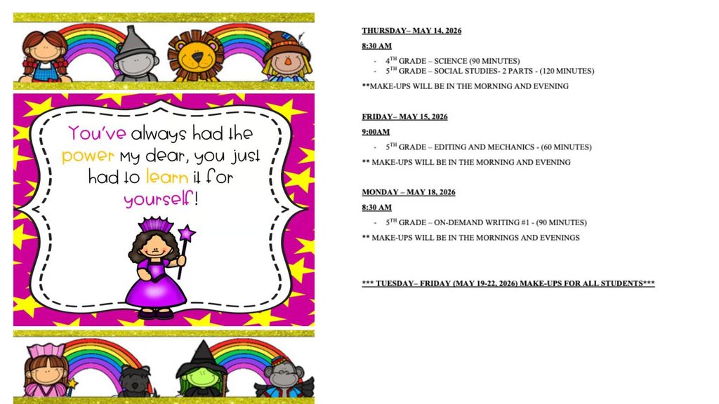 oz testing schedule