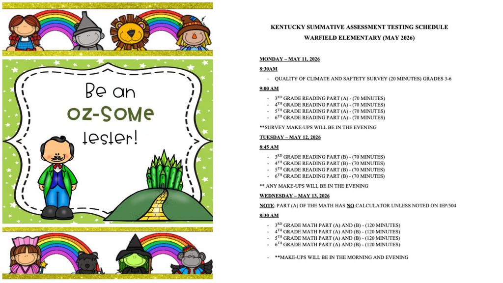 oz testing schedule