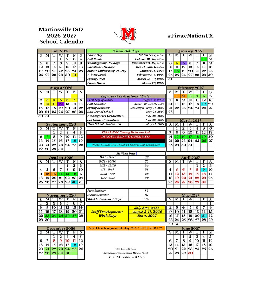 2026-2027 School Calendar