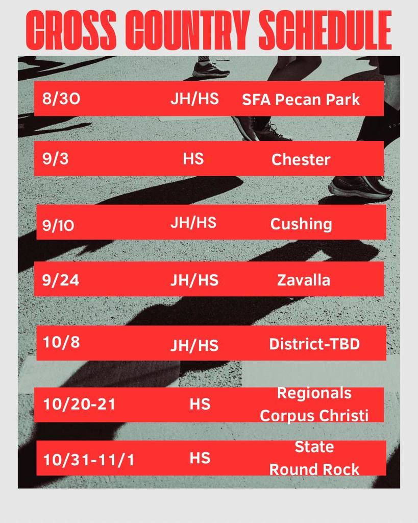 Cross Country Schedule