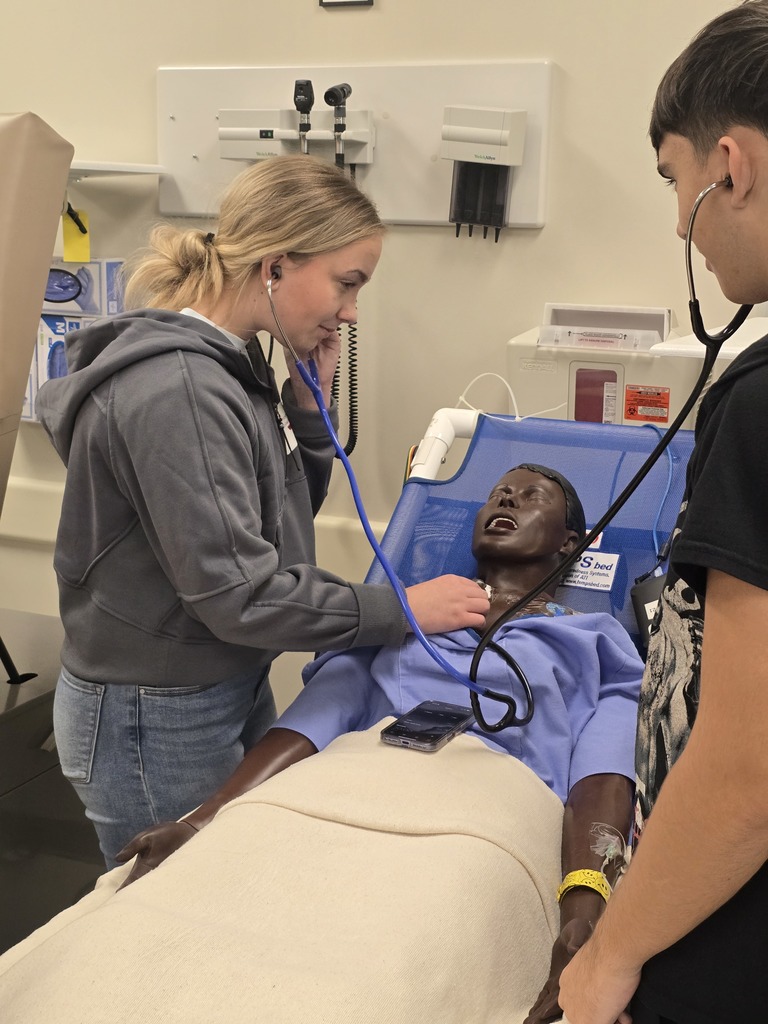 Photos depicting students from MISD and surrounding high school participating in simulation labs at the DeWitt School of Nursing at SFA