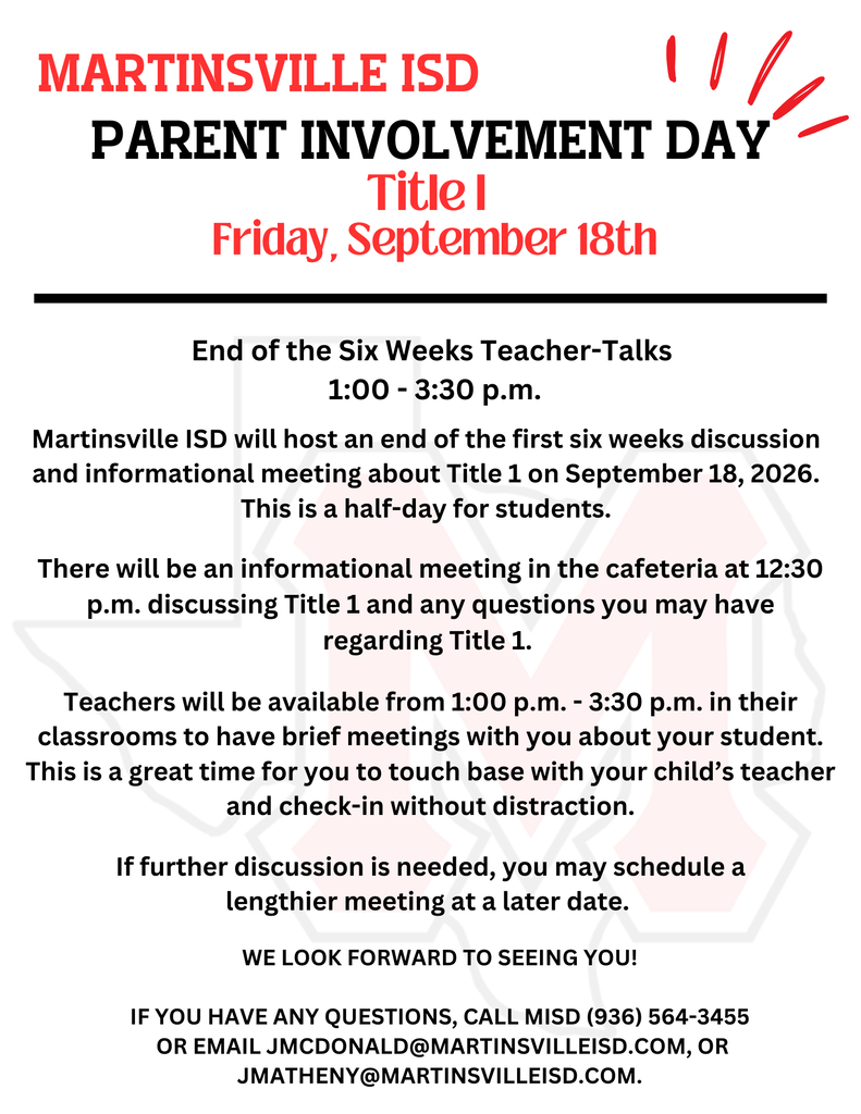 Parent involvement day sept 18th