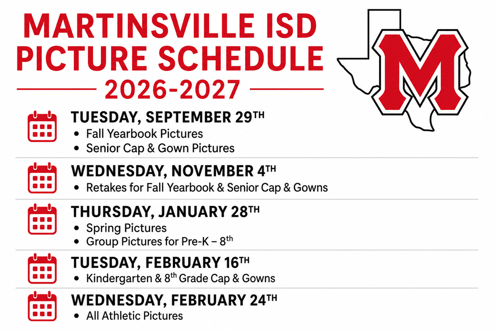 Martinsville ISD Picture Schedule