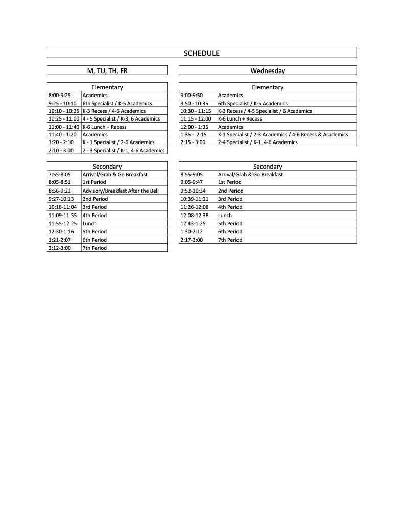 2025-26 Bell Schedule