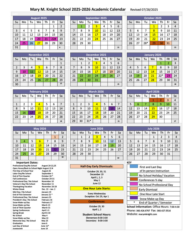 2025-26 Academic Calendar Revised
