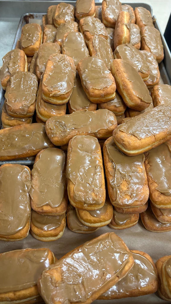 Tray of Maple Bar Donuts