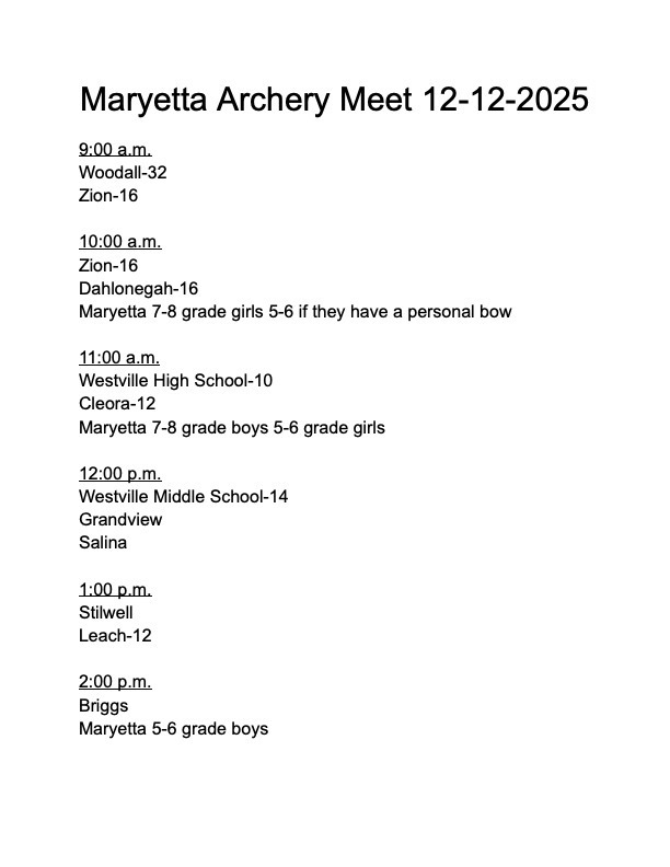 Maryetta Archery Meet 12-12-2025