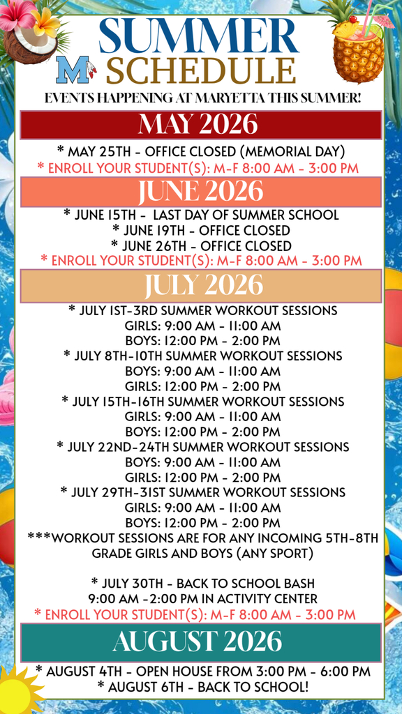 SUMMER SCHEDULE 
