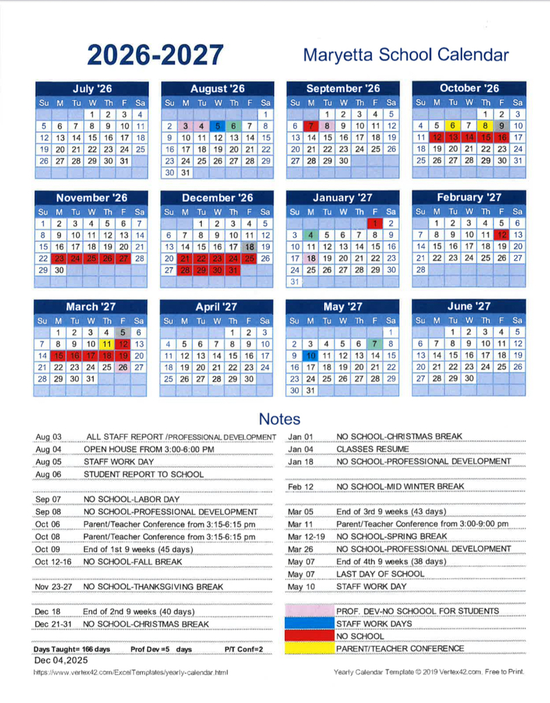 School Calendar 