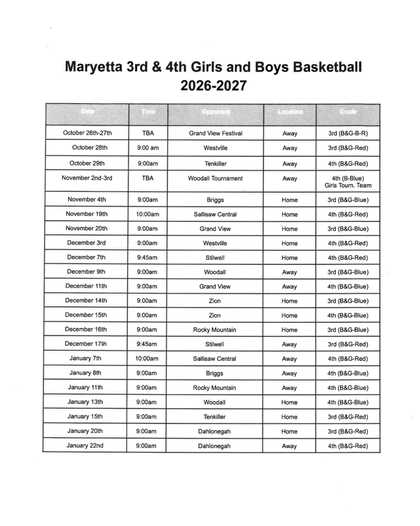 3rd and 4th basketball 2026-2027