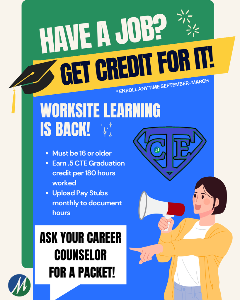 A blue and green graphic has information about the worksite learning option