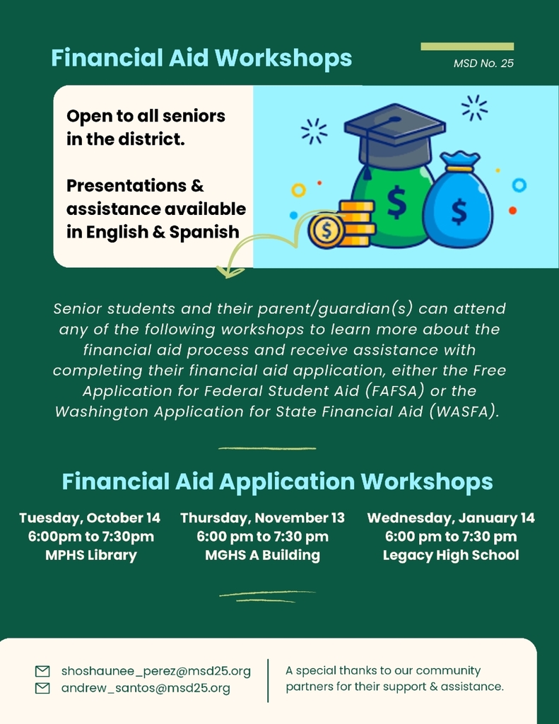 A financial aid flyer in English
