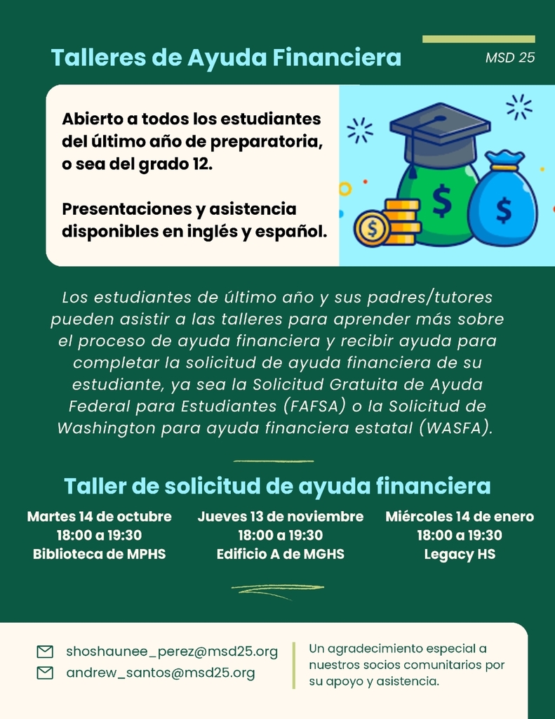A financial aid flyer en español