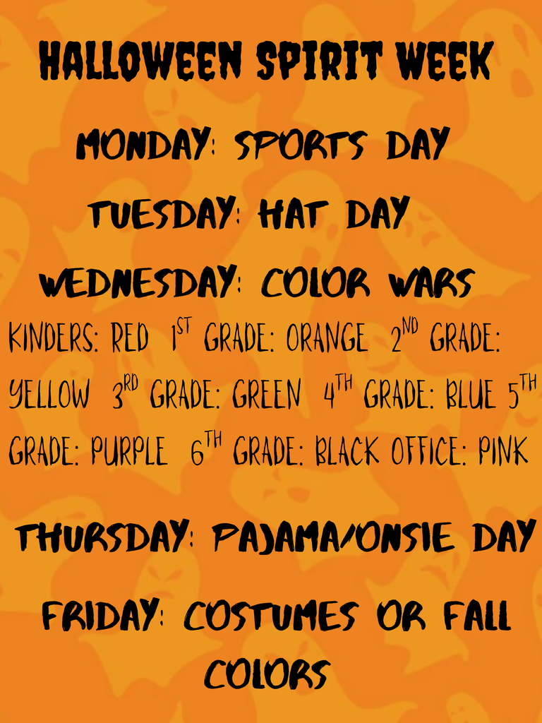 October 27th-31st Spirit Week 