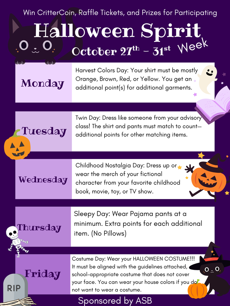 Fall Spirit Week Dressup Days