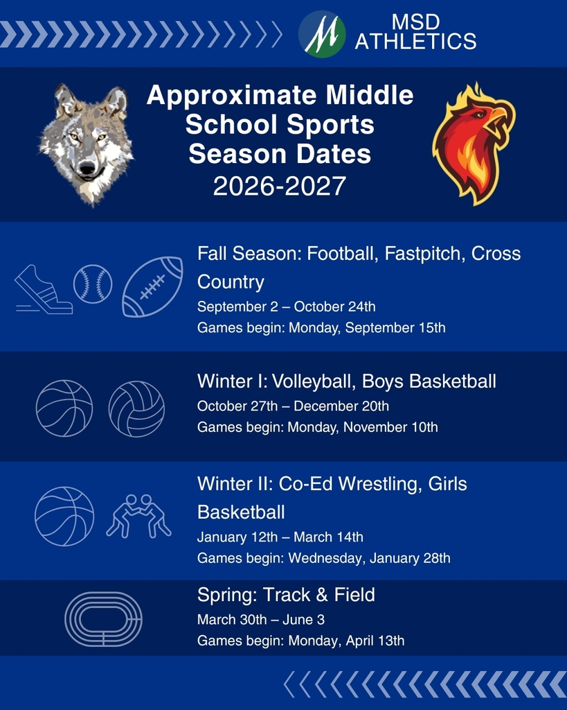 A blue image with the Totem and Cedarcrest logos shows the sports season timing for the 2026-2027 school year