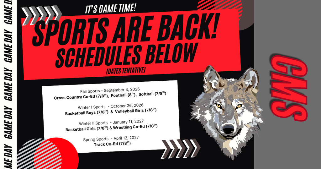 Flyer with information for the return of middle school sports. 
