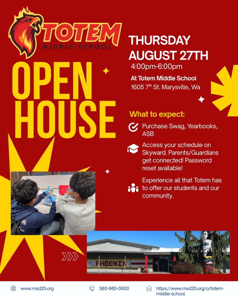 Totem Middle School Open House 8/27/26 4-6pm
