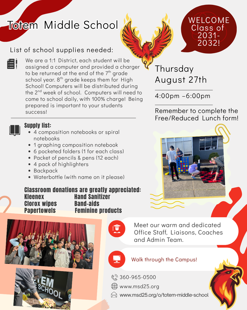 Totem Middle School Supplies Needed
