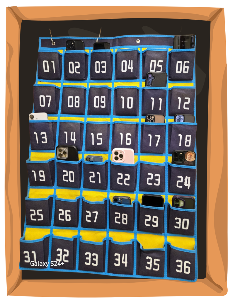 Cell phone pocket for classrooms