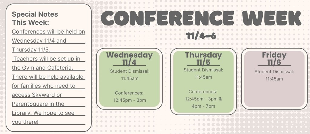 Conference Week Schedule with Info