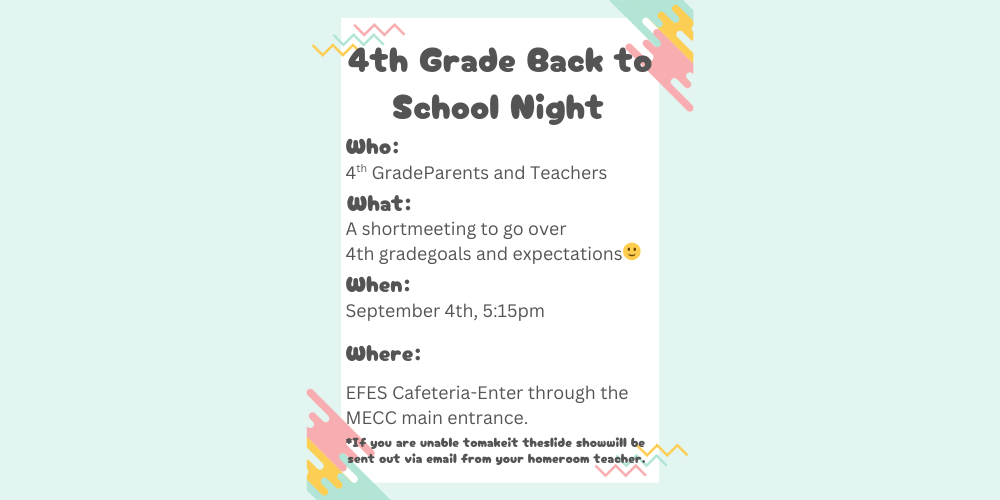 4th Grade Back to School Night