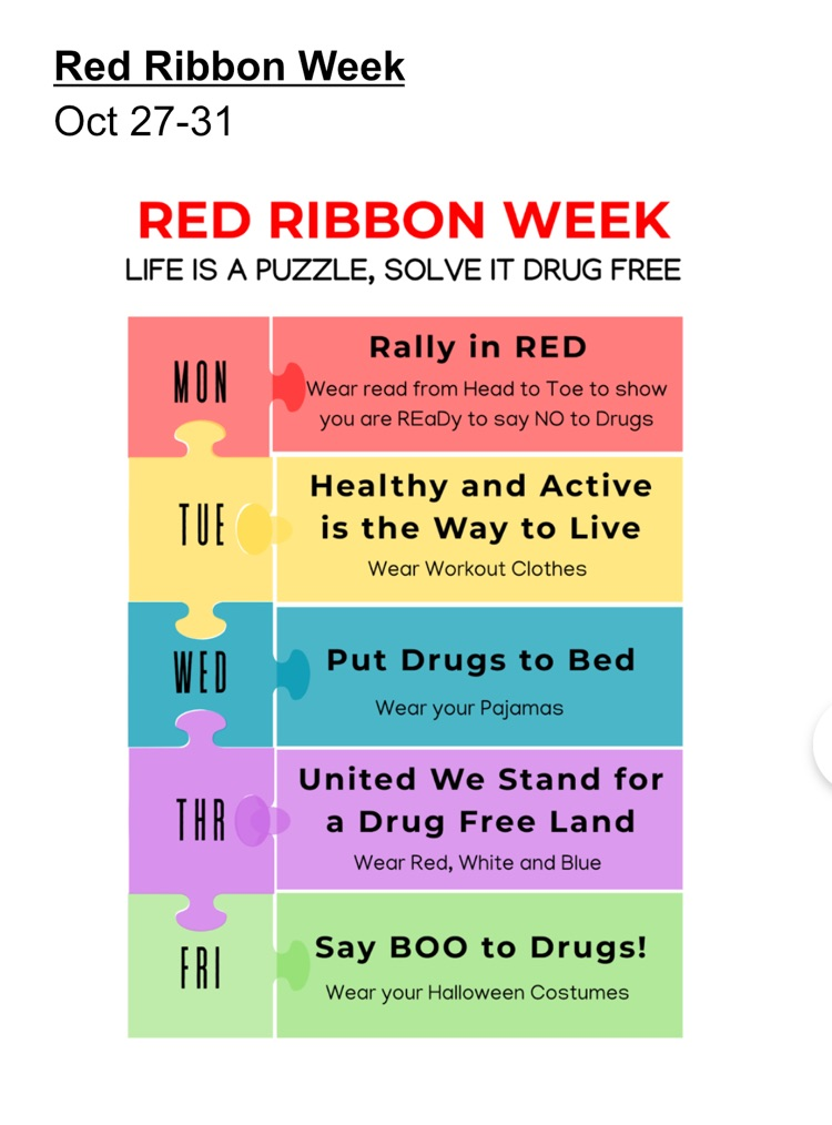 Red Ribbon Week!  Shout out to our counseling team for this fun, educational week!