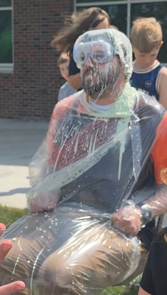 Thankfully the storms held off for Mr. Mason, Mrs. Cronk and myself to get slimed this afternoon!
