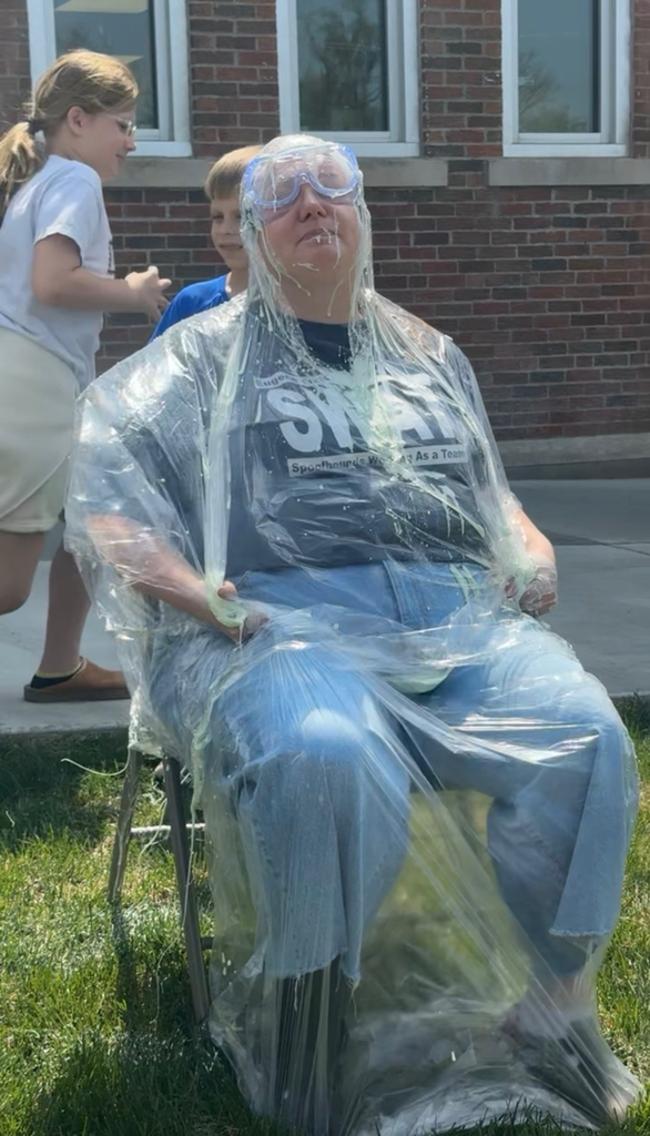 Thankfully the storms held off for Mr. Mason, Mrs. Cronk and myself to get slimed this afternoon!