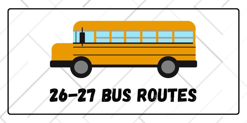 Banner image showing a school bus illustration above the words "26-27 Bus Routes"