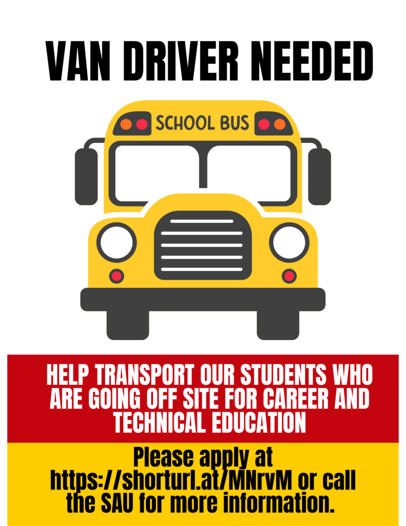 Advertisement for a van driver at MRHS