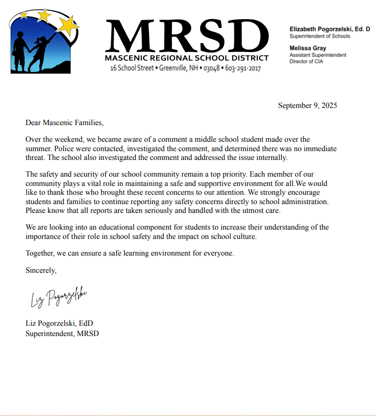 Letter on Student Safety