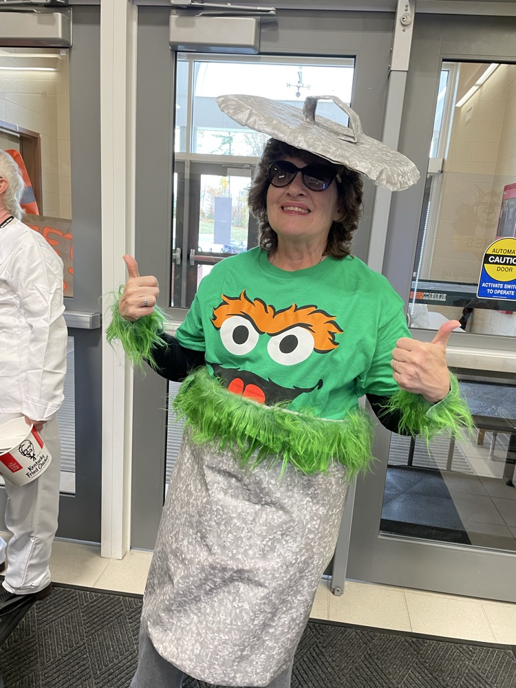 Mrs Dwyer as Oscar the grouch
