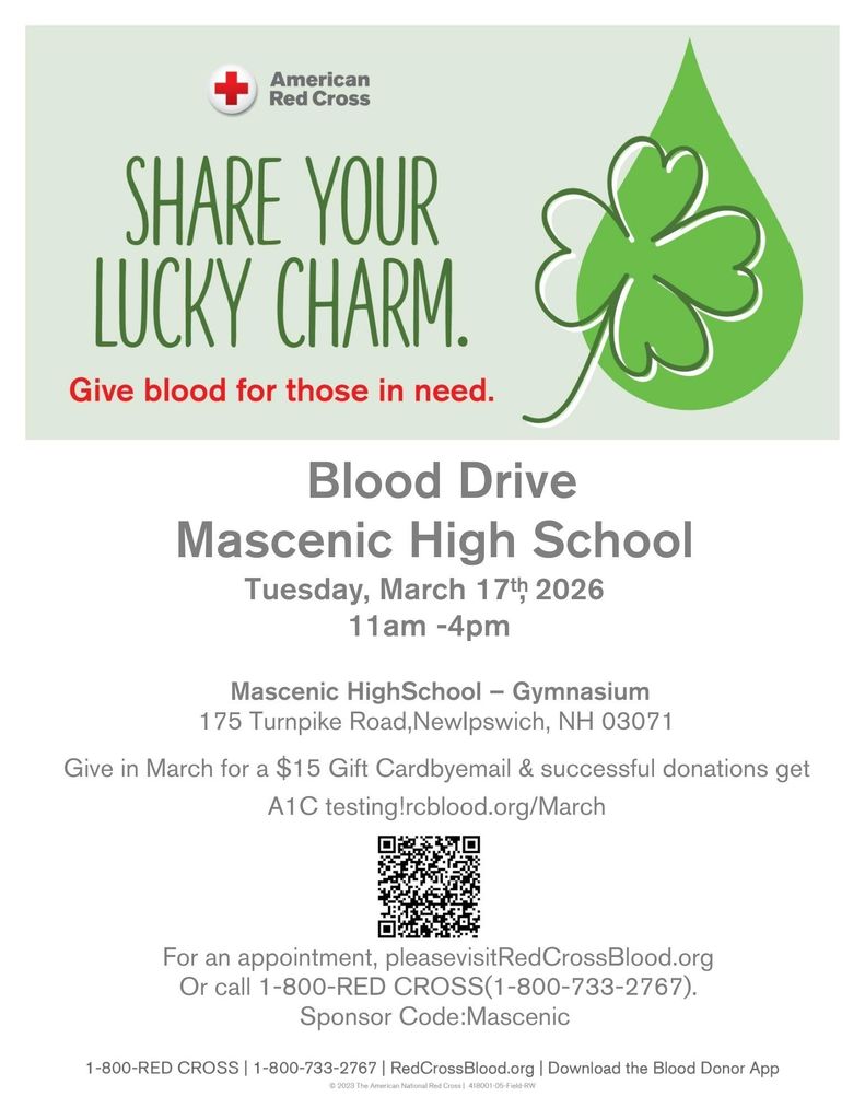 Blood drive flier for march 17th @ MRHS