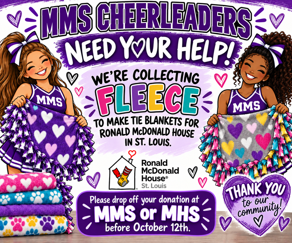 MMS Fleece Cheer Donations due by 10/12