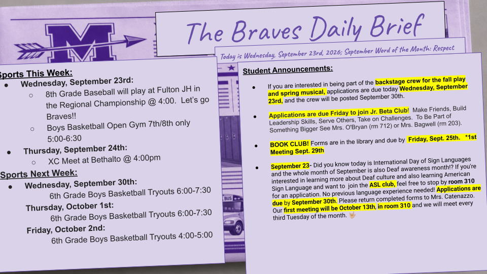 Wednesday 9/23/26