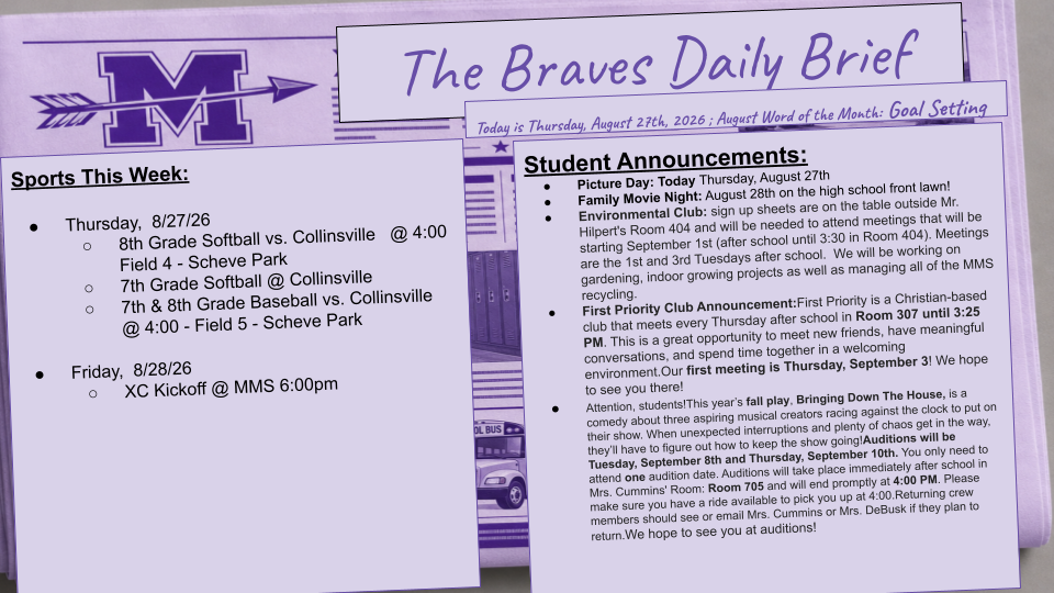 Thursday 8/27/26