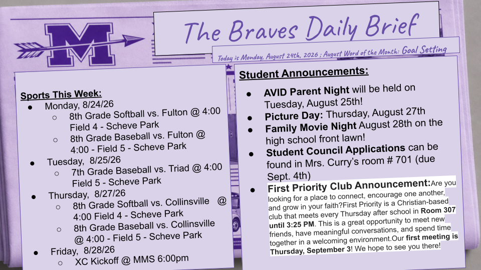 Monday 8/24/26