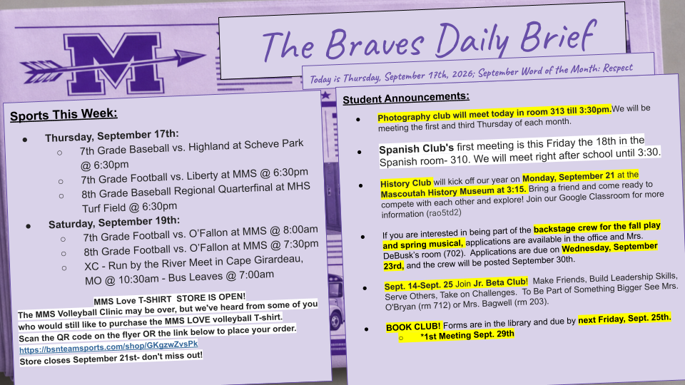 Thursday 9/17/26