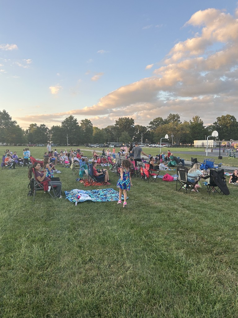 MES families gather for an outdoor movie night sponsored by the PTO.