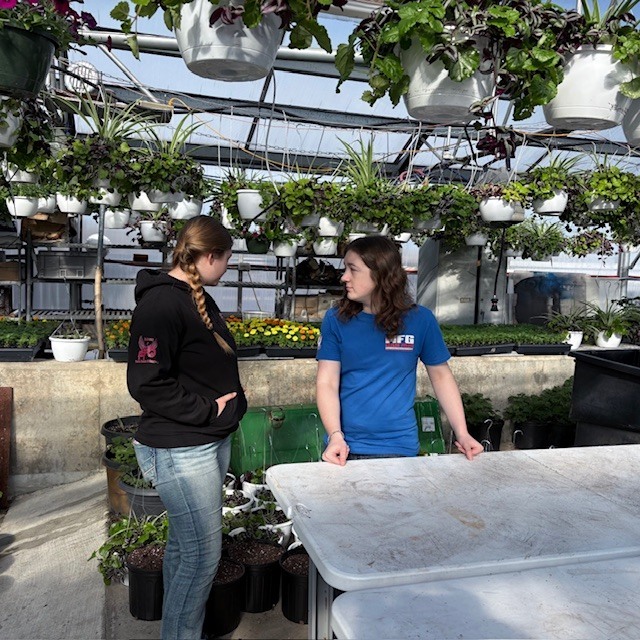 Students observing in a greenhouse