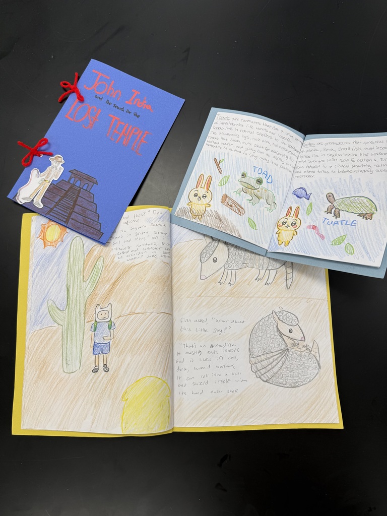 Three student-created books.